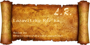 Lazavitzky Réka névjegykártya